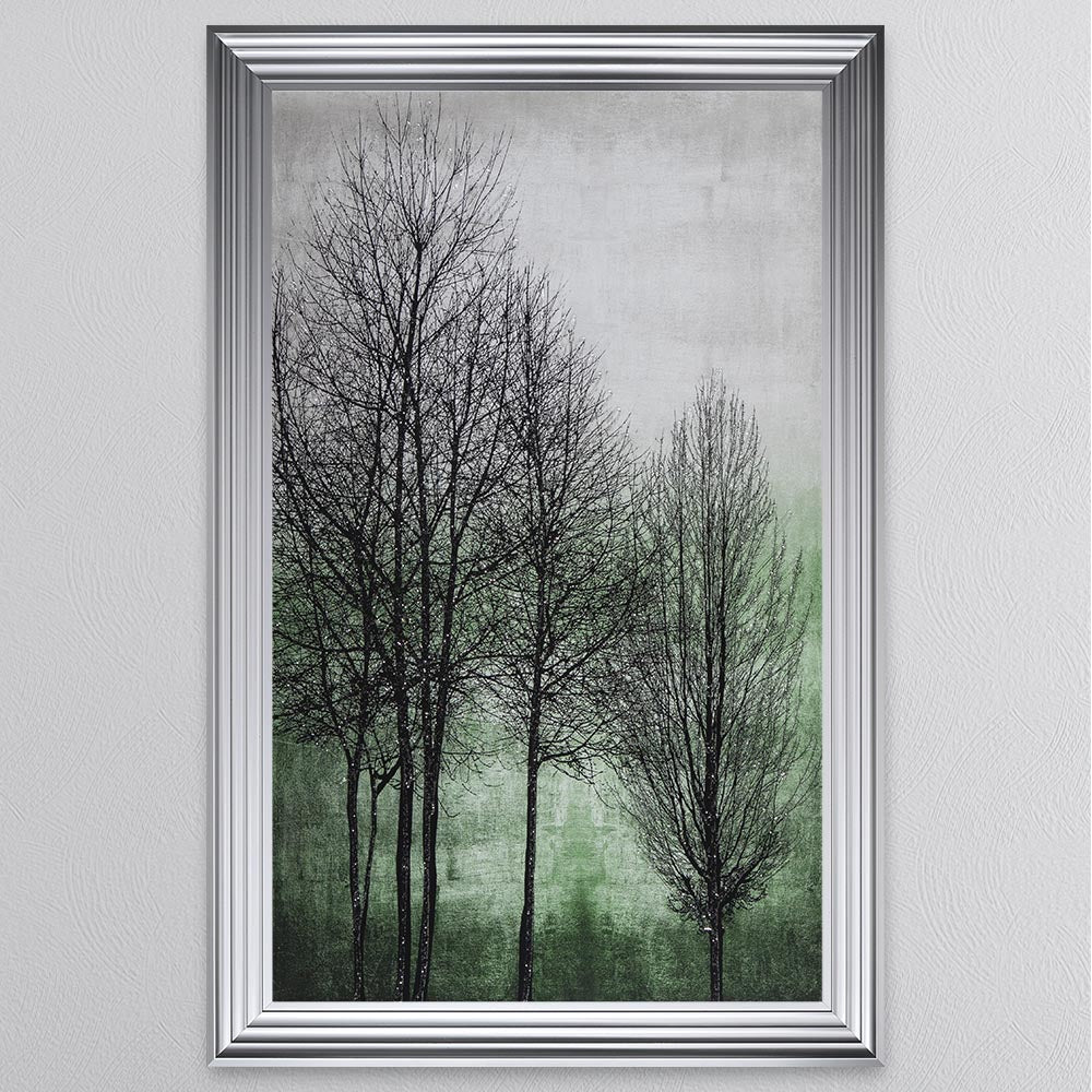 Trees On Green 1 Framed Wall Art