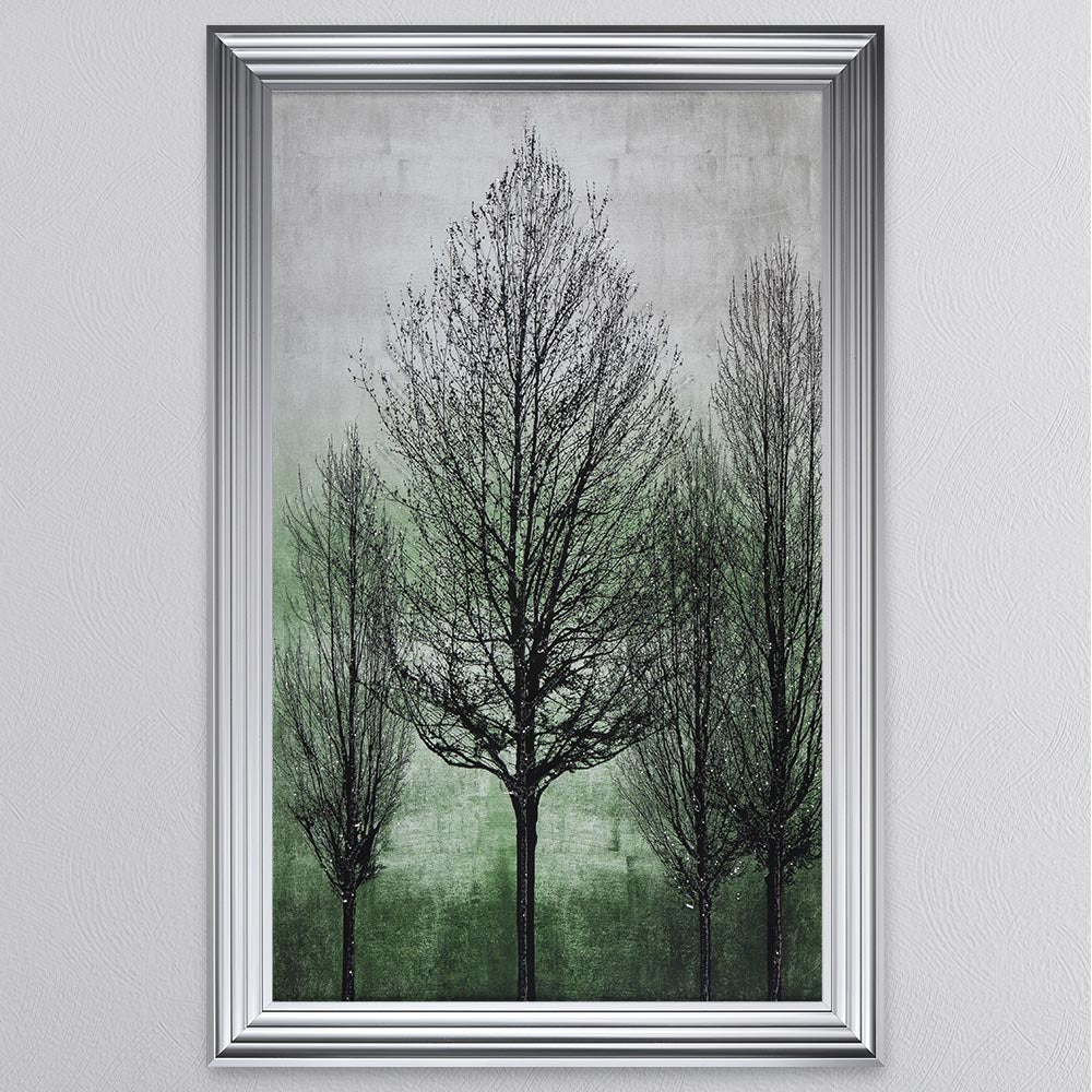 Trees On Green 2 Framed Wall Art