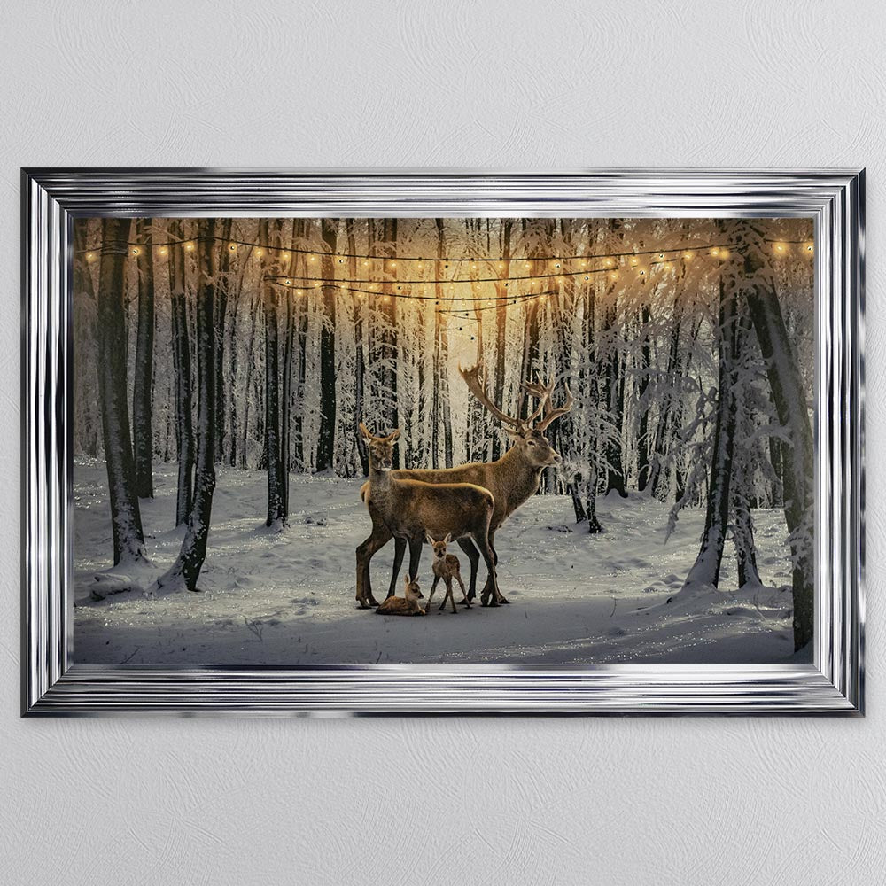 Winter Deer With Two Fawns Framed Wall Art