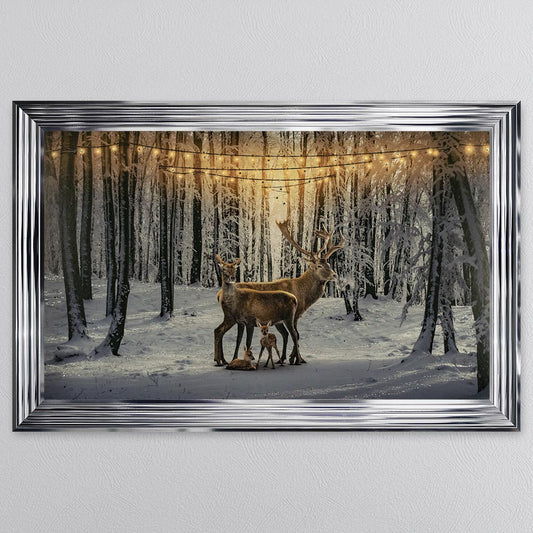 Winter Deer With Two Fawns Framed Wall Art
