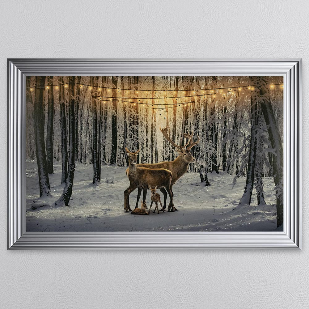 Winter Deer With Two Fawns Framed Wall Art