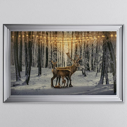 Winter Deer With Two Fawns Framed Wall Art