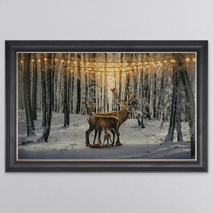 Winter Deer With Two Fawns Framed Wall Art