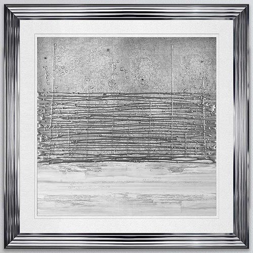 White On Silver Horizon with White Mount Framed Wall Art