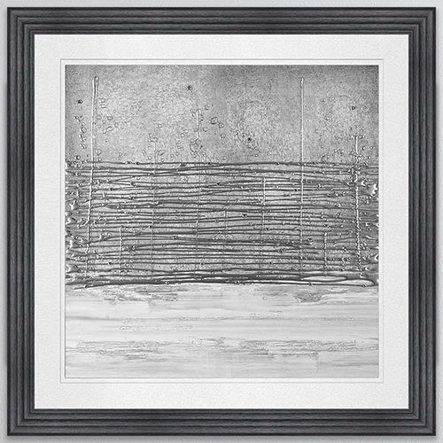 White On Silver Horizon with White Mount Framed Wall Art