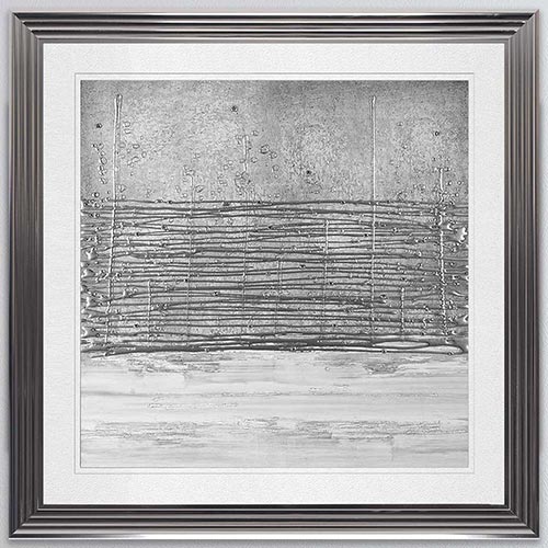 White On Silver Horizon with White Mount Framed Wall Art
