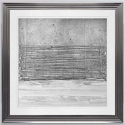 White On Silver Horizon with White Mount Framed Wall Art