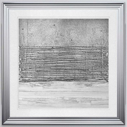White On Silver Horizon with White Mount Framed Wall Art
