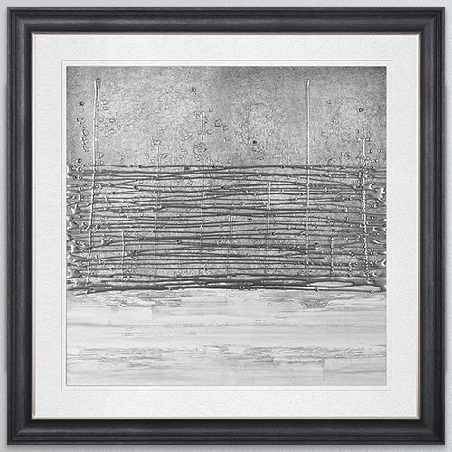 White On Silver Horizon with White Mount Framed Wall Art