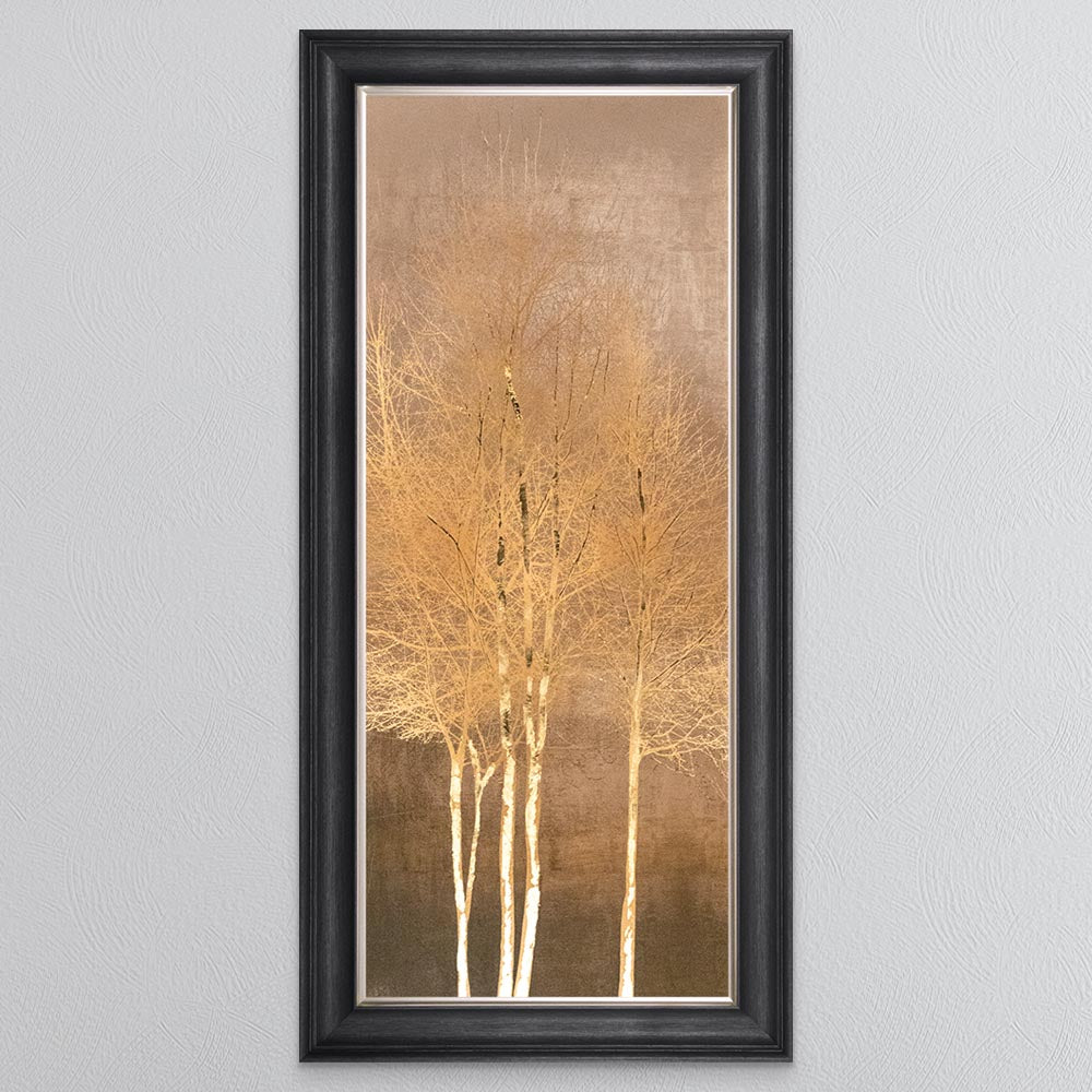 Gold Trees on Gold 1 with Gold foil Framed Wall Art
