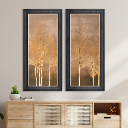 Gold Trees on Gold 2 with Gold foil Framed Wall Art