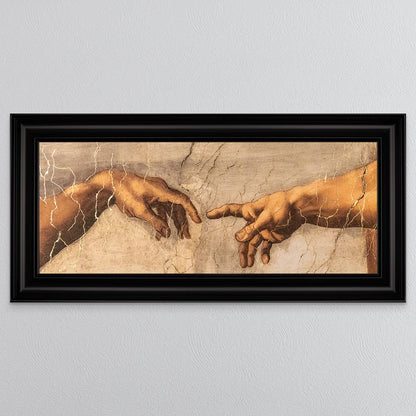 Touching God with Gold foil Framed Wall Art
