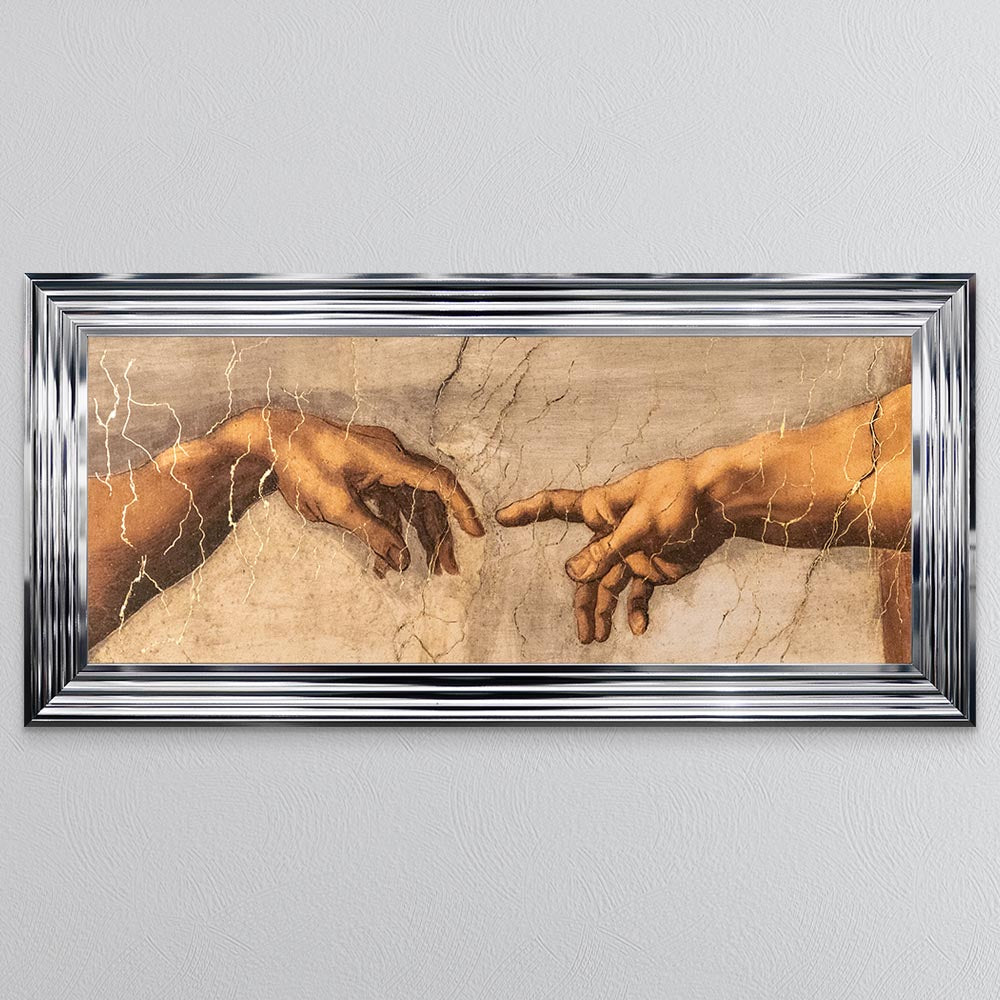 Touching God with Gold foil Framed Wall Art