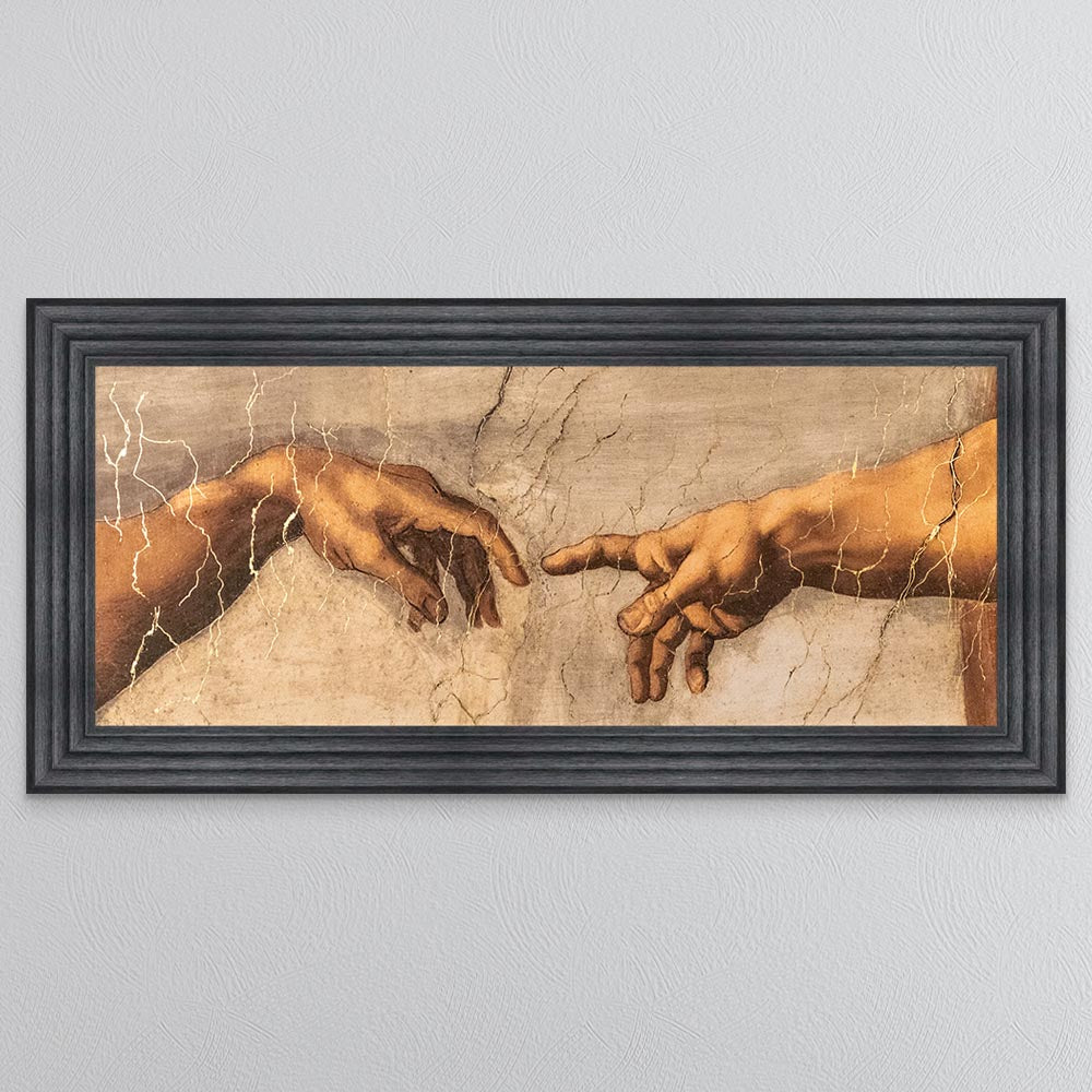 Touching God with Gold foil Framed Wall Art