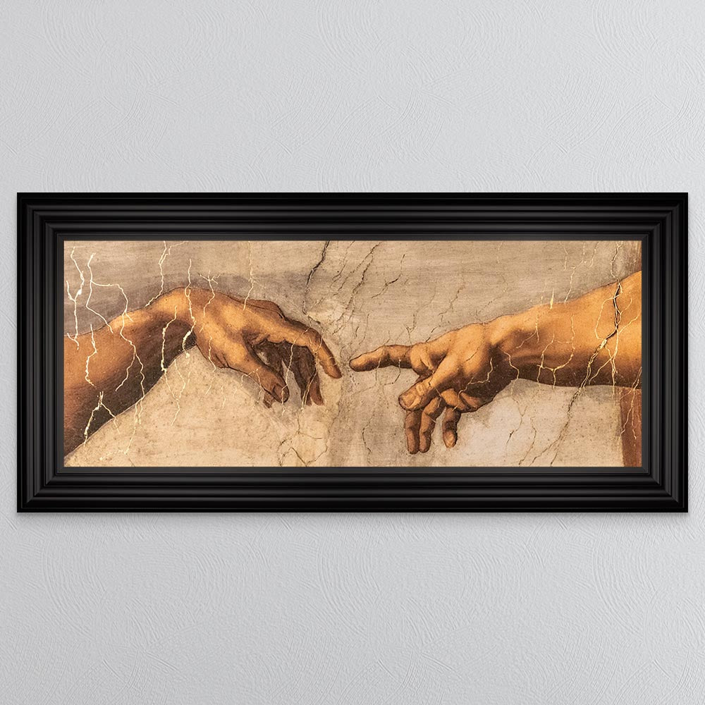 Touching God with Gold foil Framed Wall Art