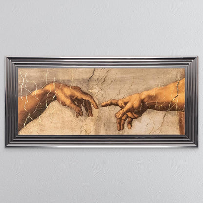 Touching God with Gold foil Framed Wall Art