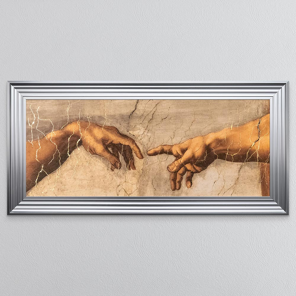 Touching God with Gold foil Framed Wall Art