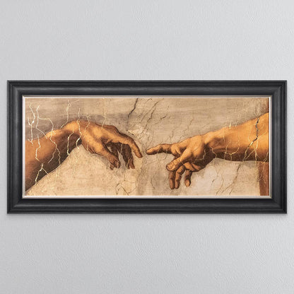Touching God with Gold foil Framed Wall Art