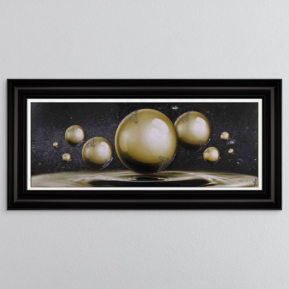 Golden Orbs Framed Wall Art