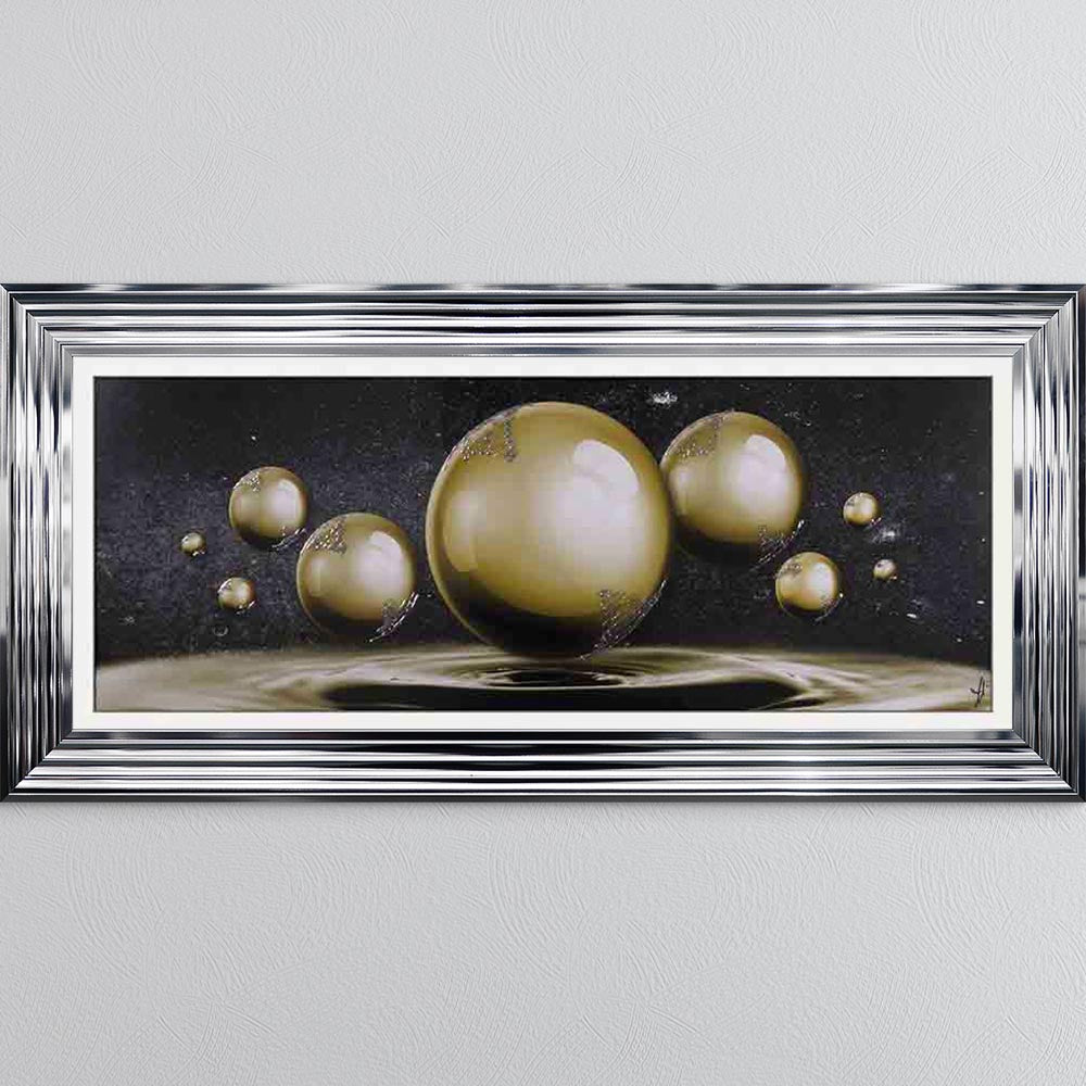 Golden Orbs Framed Wall Art