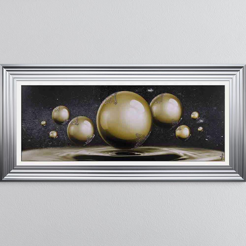 Golden Orbs Framed Wall Art