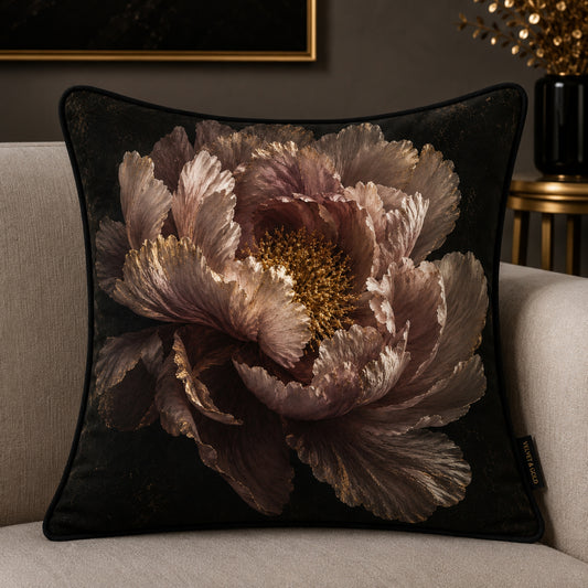 Blush Peony Velvet Cushion - 60 x 60