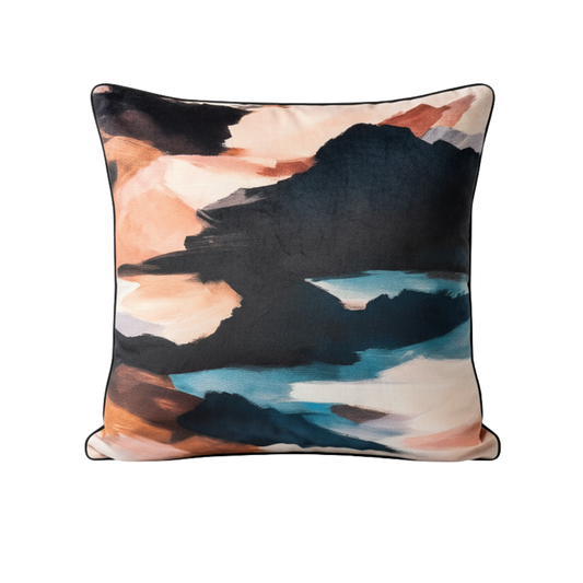 Abstract Earth Bound Flow Velvet Cushion - 60 x 60