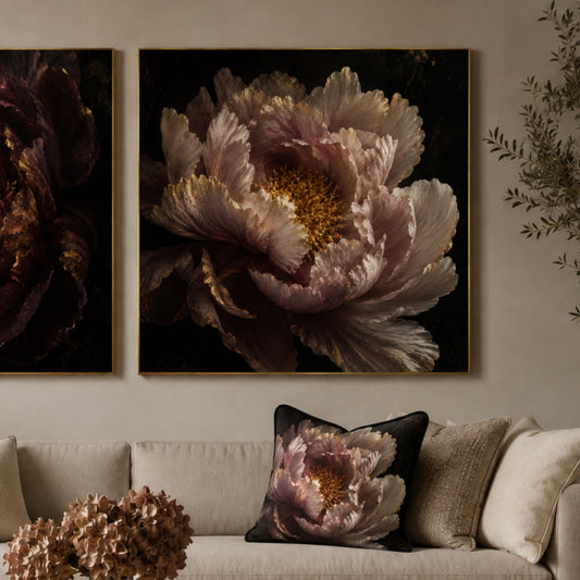 Blush Peony Square Velvet Canvas