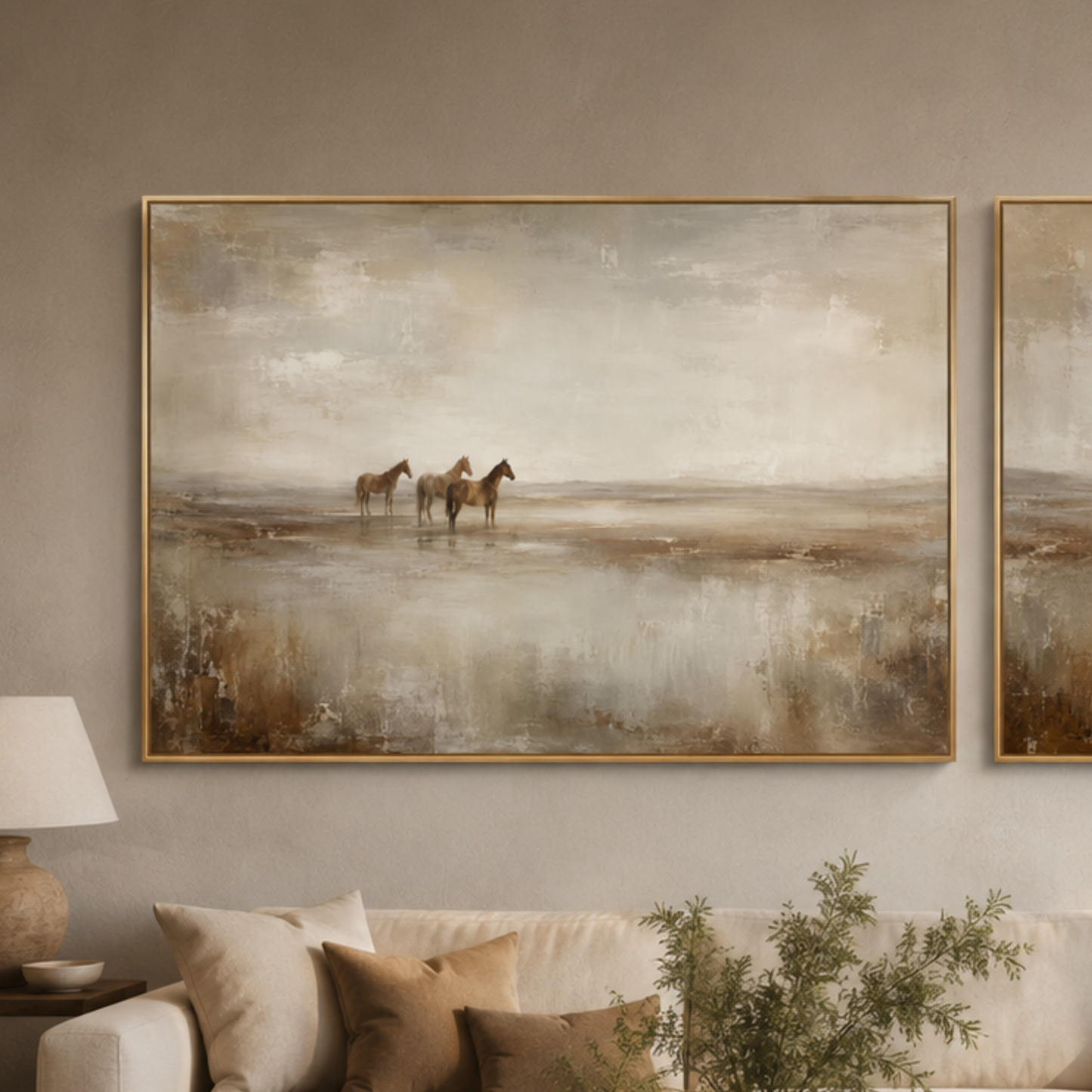 Misty Horses 1 Velvet Canvas