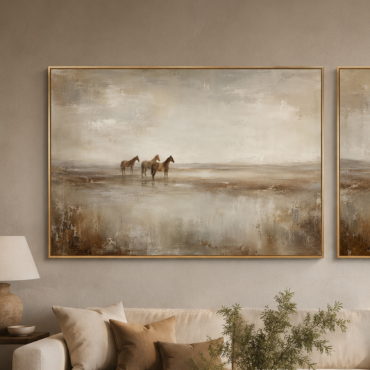 Misty Horses 1 Velvet Canvas