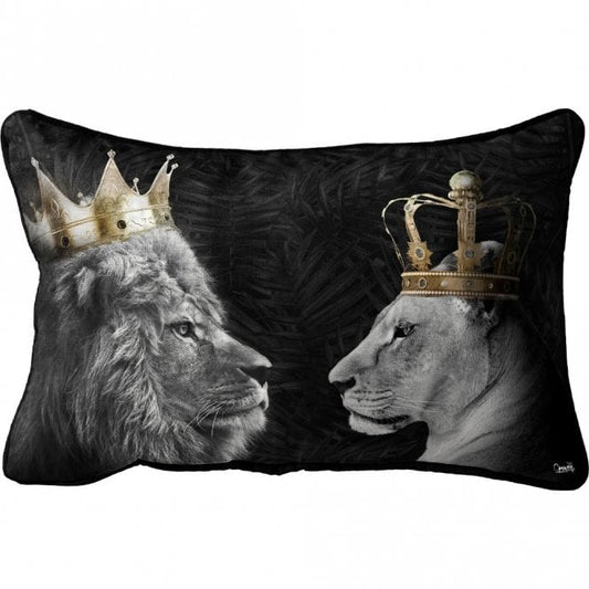 Lion King & Lion Queen Cushion - Black Reverse Cushion - 60 x 40