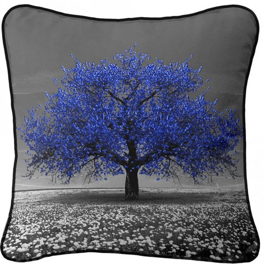 Navy Cherry Tree Cushion - 55 x 55