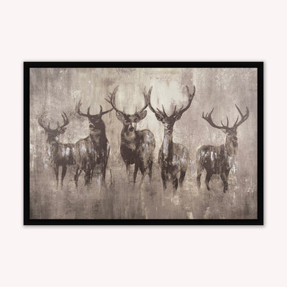 Luxury Velvet Art Print - Stags Night Framed Wall Art