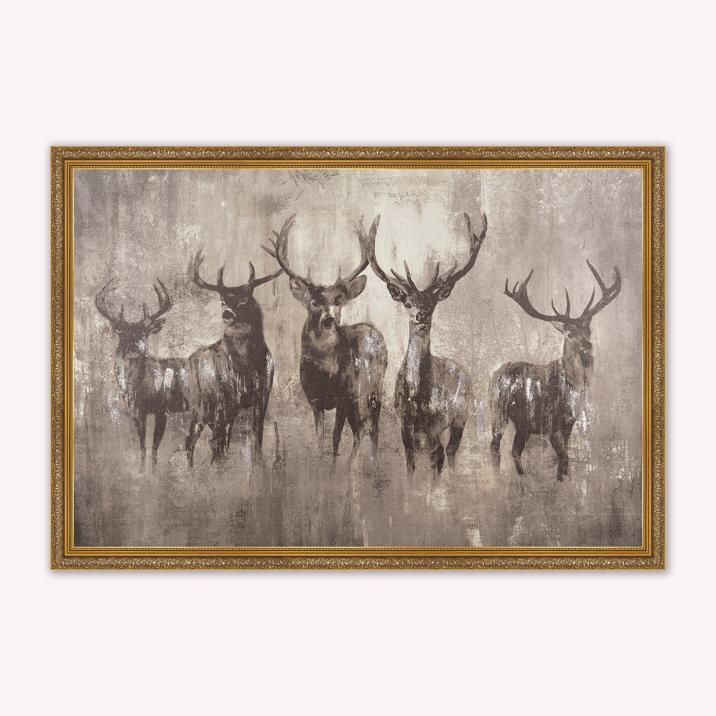 Luxury Velvet Art Print - Stags Night Framed Wall Art