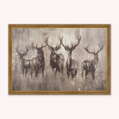 Luxury Velvet Art Print - Stags Night Framed Wall Art