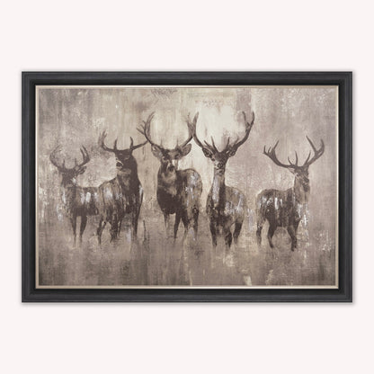 Luxury Velvet Art Print - Stags Night Framed Wall Art