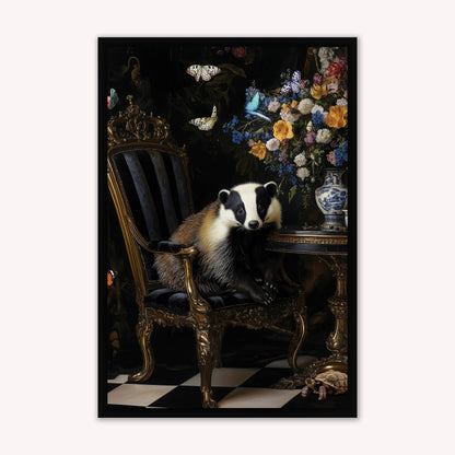 Luxury Velvet Art Print - Stately Home Curiosity Badger Framed Wall Art