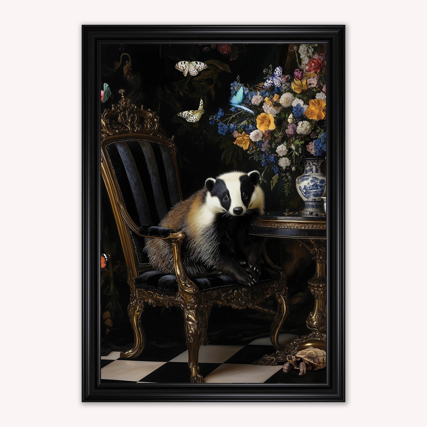 Luxury Velvet Art Print - Stately Home Curiosity Badger Framed Wall Art