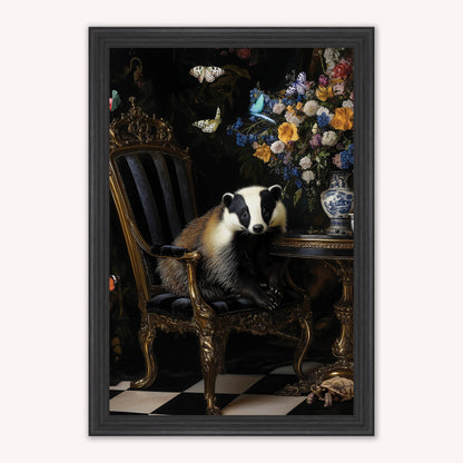 Luxury Velvet Art Print - Stately Home Curiosity Badger Framed Wall Art