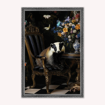 Luxury Velvet Art Print - Stately Home Curiosity Badger Framed Wall Art