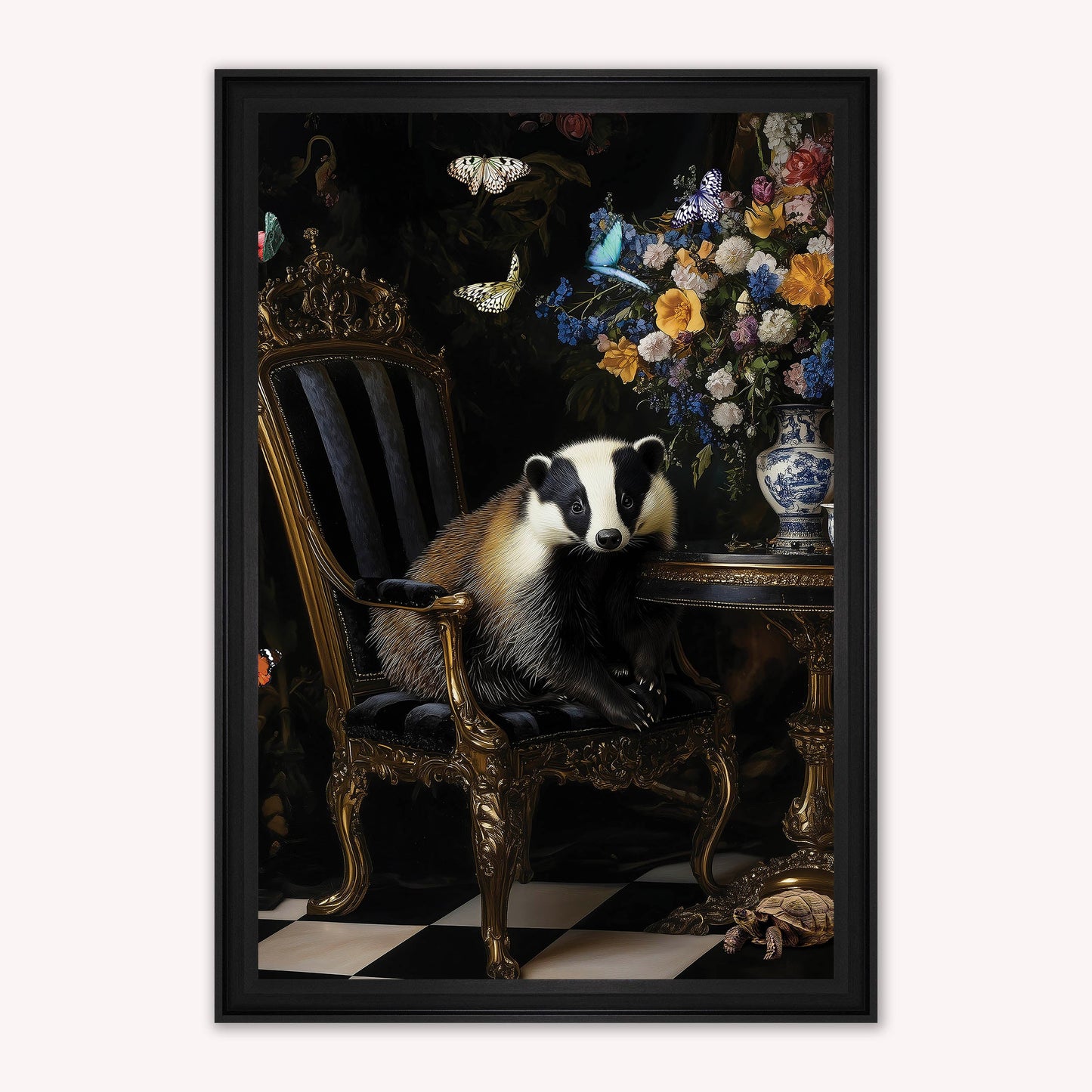 Luxury Velvet Art Print - Stately Home Curiosity Badger Framed Wall Art