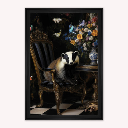 Luxury Velvet Art Print - Stately Home Curiosity Badger Framed Wall Art