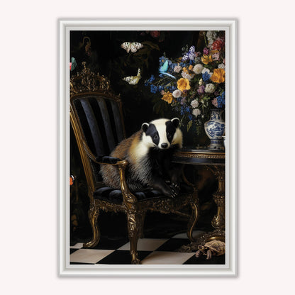 Luxury Velvet Art Print - Stately Home Curiosity Badger Framed Wall Art