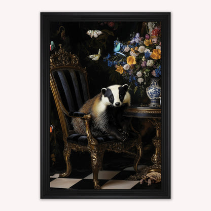Luxury Velvet Art Print - Stately Home Curiosity Badger Framed Wall Art