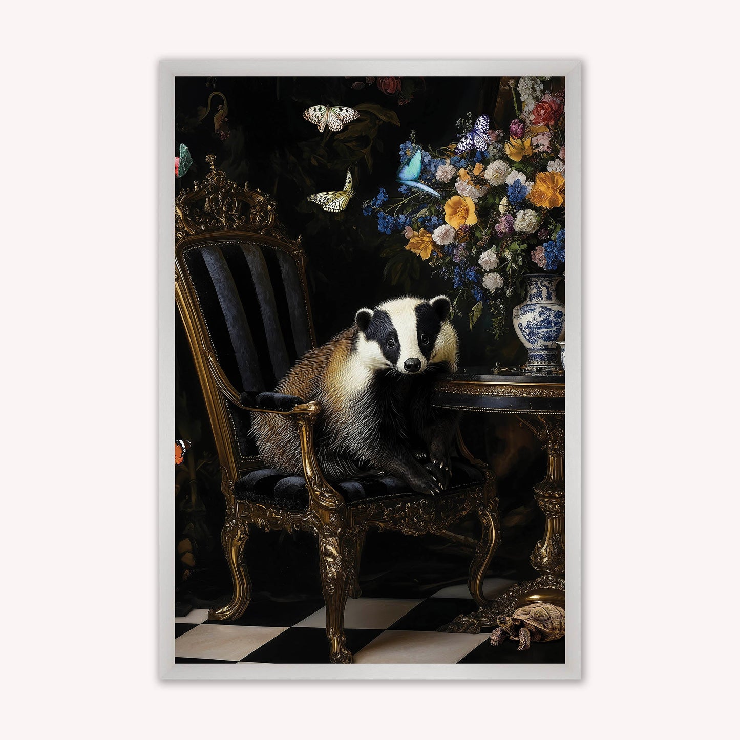 Luxury Velvet Art Print - Stately Home Curiosity Badger Framed Wall Art