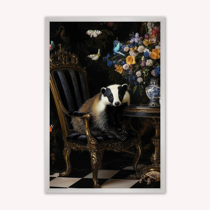 Luxury Velvet Art Print - Stately Home Curiosity Badger Framed Wall Art