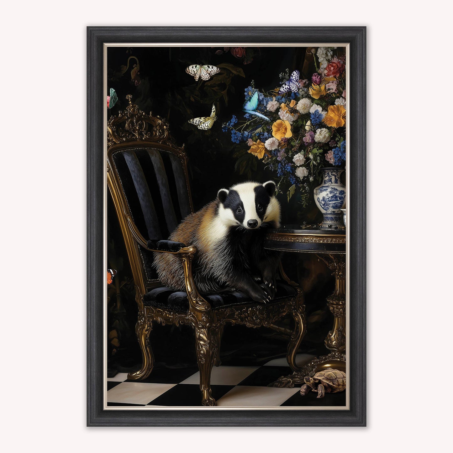 Luxury Velvet Art Print - Stately Home Curiosity Badger Framed Wall Art