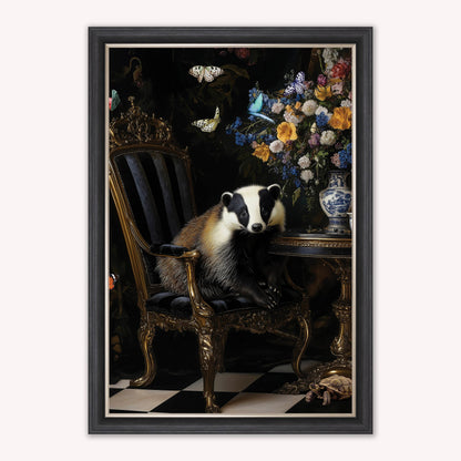 Luxury Velvet Art Print - Stately Home Curiosity Badger Framed Wall Art