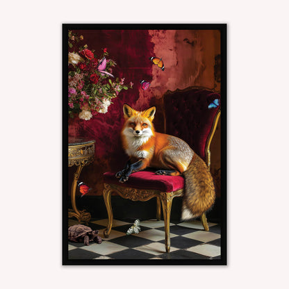 Luxury Velvet Art Print - Stately Home Curiosity Fox Framed Wall Art