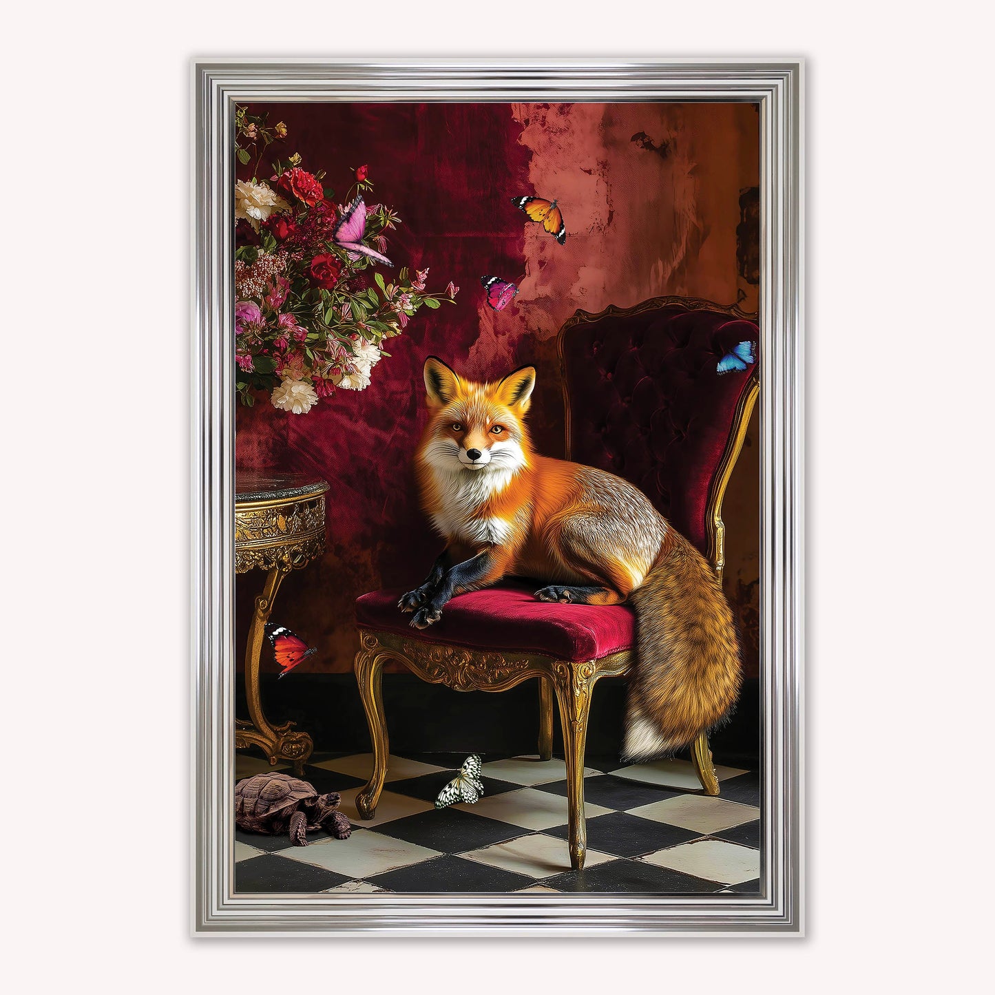 Luxury Velvet Art Print - Stately Home Curiosity Fox Framed Wall Art
